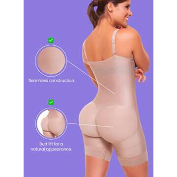 Fajitex Fajas Colombianas Reductoras y Moldeadoras Strapless Bi-Directional Medium Compression Garments 011541 (Beige, Medium)