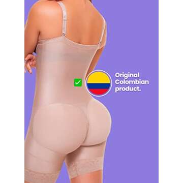 Fajitex Fajas Colombianas Reductoras y Moldeadoras Strapless Bi-Directional Medium Compression Garments 011541 (Beige, Medium)
