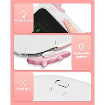 bravokids 10inch LCD Writing Tablet for Kids, Colorful Toddlers Toys Drawing Board, Educational GirlsToys, Unicorn Doodle Board Toys for 2 3 4 5 6 7 8 Year Old, Boys Birthday Christmas Gifts