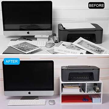 EMERIT Printer Stand Shelf with Storage Wood Desk Paper Organzier for Home/Office,Printer Riser, 2 Tire