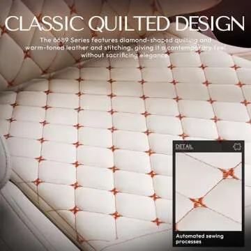 Dowinx Gaming Chair Office Desk Chair with Massage Lumbar Support, Vintage Style Armchair PU Leather E-Sports Gamer Chairs with Retractable Footrest (Ivory)