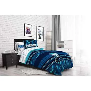 Jay Franco Fortnite Battle Bus 7 Piece Queen Bed Set - Includes Reversible Comforter & Sheet Set Bedding - Super Soft Fade Resistant Microfiber (Official Fortnite Product)