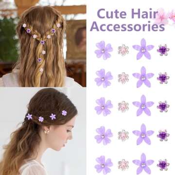 YISSION Mini Purple Rhinestone Hair Clips for Girls & Women