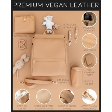 MIA + SOPHIA Chic Diaper Bag with USB Charging Port