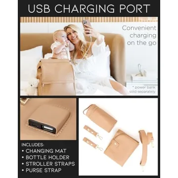MIA + SOPHIA Chic Diaper Bag with USB Charging Port