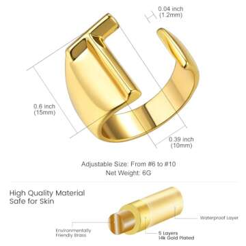 Sister Letter T Rings for Women, GoldChic Jewelry Chunky Bold Initials Alphabet Statement Ring