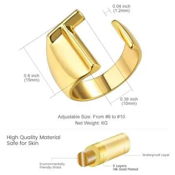 Sister Letter T Rings for Women, GoldChic Jewelry Chunky Bold Initials Alphabet Statement Ring
