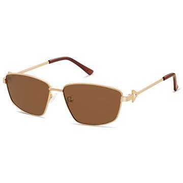 Appassal Retro Polarized Sunglasses Vintage Rectangular Metal Frame Sun Glasses AP3635,Gold/Brown