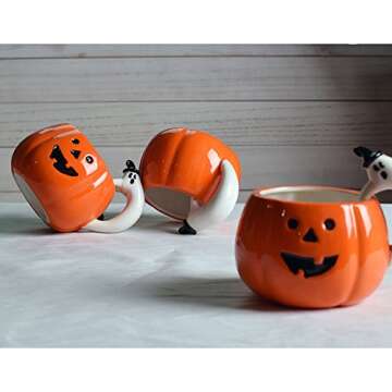 ZaH 3D Halloween Mug Pumpkin Ghost Cup Theme Party Favor Ceramic Cups Fun Mugs Gift for Kids Women Men