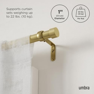Umbra Cappa Gold Adjustable Curtain Rod with Finials