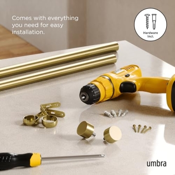Umbra Cappa Gold Adjustable Curtain Rod with Finials
