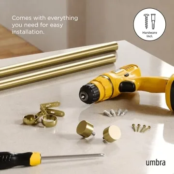 Umbra Cappa Gold Adjustable Curtain Rod with Finials