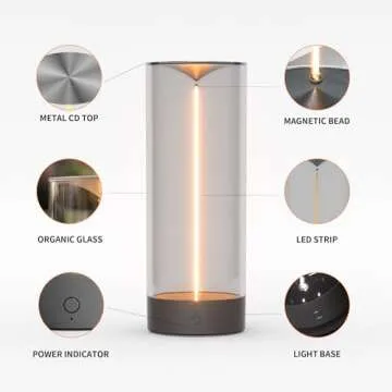 AUGE LIGHT Minimalist Desk Lamp Cordless Table Lamps LED Rechargeable Modern Nightstand Lights Dimmable with 3 Levels for Gaming, Home Office, Bedroom, Living Room, Kitchen, Bar, Restaurant