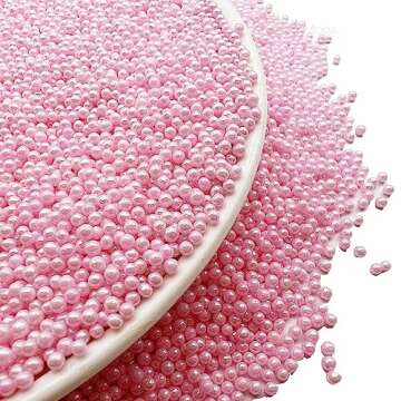 SE Si&Moos Pink Nonpareils Edible Pearls for Cake Decorating 3.5 OZ