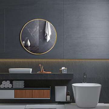 SINOY 20 Inch Gold Circle Mirror - Wall Mounted