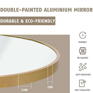 SINOY 20 Inch Gold Circle Mirror - Wall Mounted