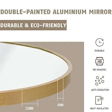 SINOY 20 Inch Gold Circle Mirror - Wall Mounted