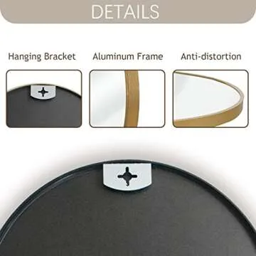 SINOY 20 Inch Gold Circle Mirror - Wall Mounted