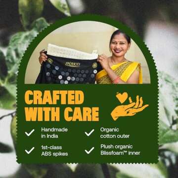 ShaktiMat Acupressure Mat Original Level, Organic Cotton GOTS Certified, HSA/FSA Eligible, Ethically Handcrafted in India, Sustainable and Durable. (Blissfoam - Shakti Black, Level 2)