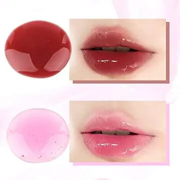 FANXITON 2 Pack Lip Oil Hydrating and Tinted Lip Balm Plumper Clear for Makeup, Non-sticky, Revitalizing, Cherry Pink and Sexy Red