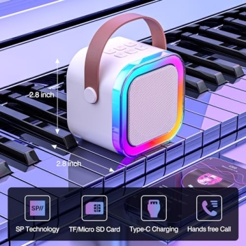 Portable Karaoke System with Wireless Mics & Lights