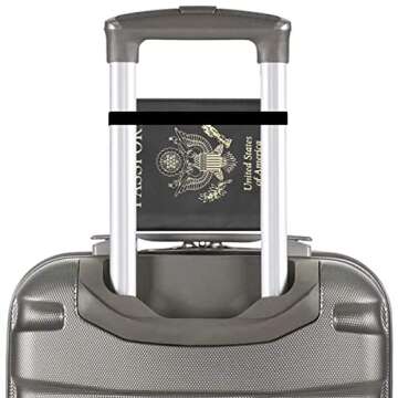 HOTCOOL Passport and Vaccine Card Holder Combo Leather RFID Blocking Wallet with Elastic Strap Travel Cover Case for Passport, with USA CDC Vaccination Card Slot, with Pen, Gold Black