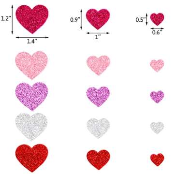Glitter Heart Stickers Foam Heart Shaped Self Adhesive Stickers or Valentine's Day Craft 500Pcs