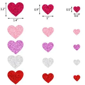 Glitter Heart Stickers Foam Heart Shaped Self Adhesive Stickers or Valentine's Day Craft 500Pcs