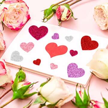 Glitter Heart Stickers Foam Heart Shaped Self Adhesive Stickers or Valentine's Day Craft 500Pcs
