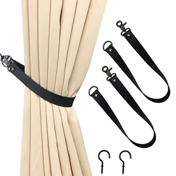 Stylish Black PU Leather Curtain Tiebacks for Home Decor