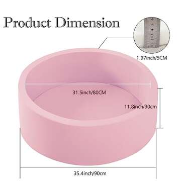 SHJADE Ball Pit for Toddlers, 35.4"x 11.8" Foam Ball Pits, Indoor Soft Round Baby Playpen for Children, Ideal Gift for Toddlers, Pink, (Balls not Included)