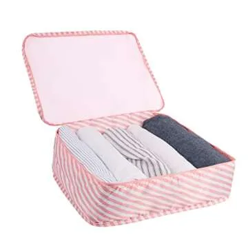 Adwaita 6 Set Packing Cubes, Travel Luggage Packing Organizers (Pink Stripe)