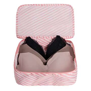 Adwaita 6 Set Packing Cubes, Travel Luggage Packing Organizers (Pink Stripe)