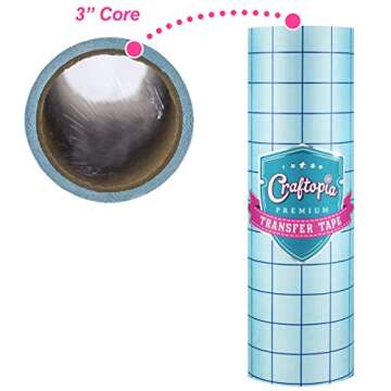 Craftopia Transfer Tape for Permanent Vinyl | 12"x12' Clear | Transfer Tape for Vinyl Roll with Blue Alignment Grid, Perfect for cricut Paper Cameo Silhouette - Premium Quality (Made in USA)