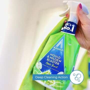 Astonish Apple Burst Household Cleaner - Shower Curtain, Shower Door, Bathroom Tiles - Hard Water Stains, Rust & Calcium Bathroom Cleaner - No Scrub, Cruelty Free Cleaning Supplies, 750ml Spray Bottle