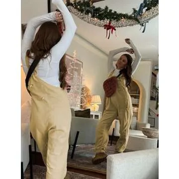 Jawmeu Fleece Overalls Women Warm Adjustable Strap Bib Ski Pants