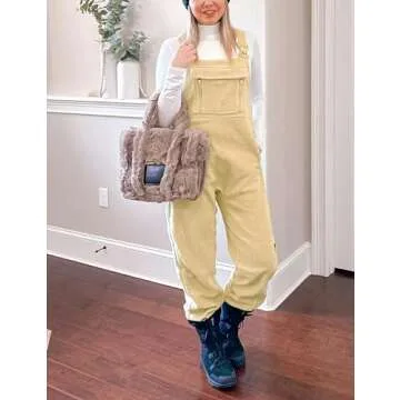 Jawmeu Fleece Overalls Women Warm Adjustable Strap Bib Ski Pants