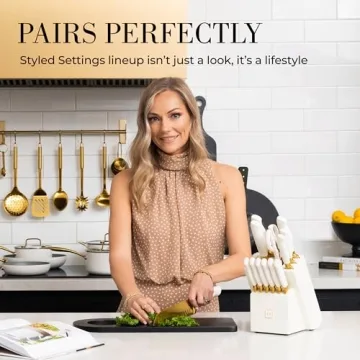 Gold Knife Set with Block Self-Sharpening – 14-Piece Kitchen Knives