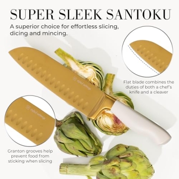 Gold Knife Set with Block Self-Sharpening – 14-Piece Kitchen Knives