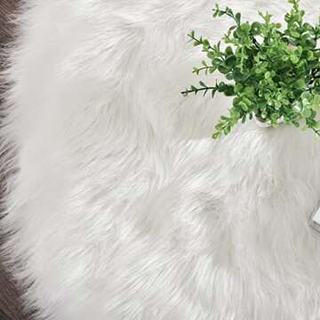 Latepis White Round Faux Fur 6ft Round Rug for Home