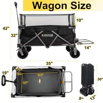 Foldable Wagon Cart with 500lbs Capacity for All Outdoors