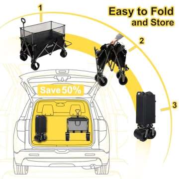 Foldable Wagon Cart with 500lbs Capacity for All Outdoors