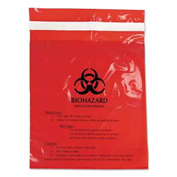 Caretek CTKCTRB042910 - Stick-On Biohazard Infectious Red Waste Bags, 10 Gallons