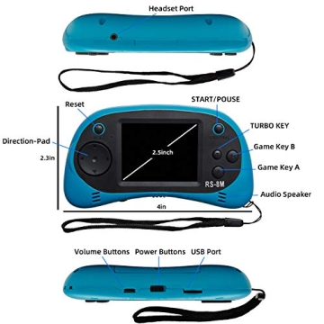 RS-8M Handheld Game Console - 220 Non-Violent Games, Blue