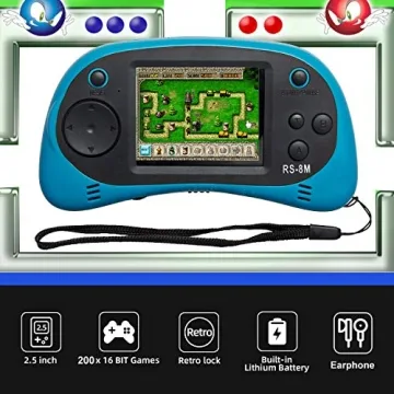 RS-8M Handheld Game Console - 220 Non-Violent Games, Blue