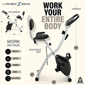 LANOS Home Exercise Bike - 2 in 1 Foldable & Quiet