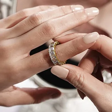 Marilyn Monroe Eternity Ring Stunning Emerald Cut CZ