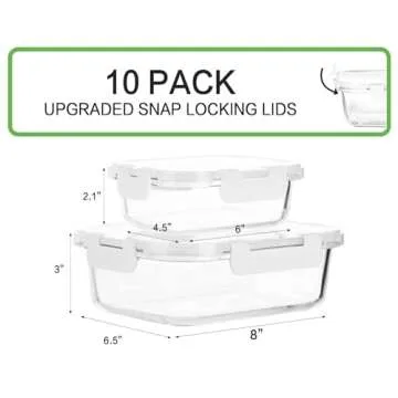 [10-Pack]Glass Meal Prep Containers with Lids, MCIRCO Glass Food Storage Containers with Snap Lockin...