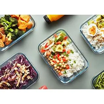 [10-Pack]Glass Meal Prep Containers with Lids, MCIRCO Glass Food Storage Containers with Snap Locking Lids, Airtight Lunch Containers, Microwave, Oven, Freezer and Dishwasher, White