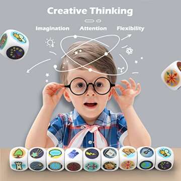 Story Dice Set, 9 Colorful Storytelling Cubes for Early Education, 54 Images Iconic Storytelling Game Dice, Language Expression/Imagination, Family Union/Party/Gifts for Kids/Adults (Orange)